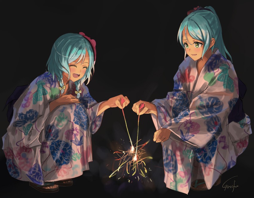 hikawa sayo and hikawa hina (bang dream!) drawn by gurifu