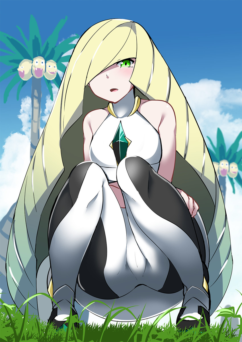 lusamine and alolan exeggutor (pokemon and 1 more) drawn by hitotsuki_nebura