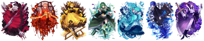 hatsune miku, kagamine rin, megurine luka, kaito, meiko, and 15 more (vocaloid and 10 more) drawn by lyodi