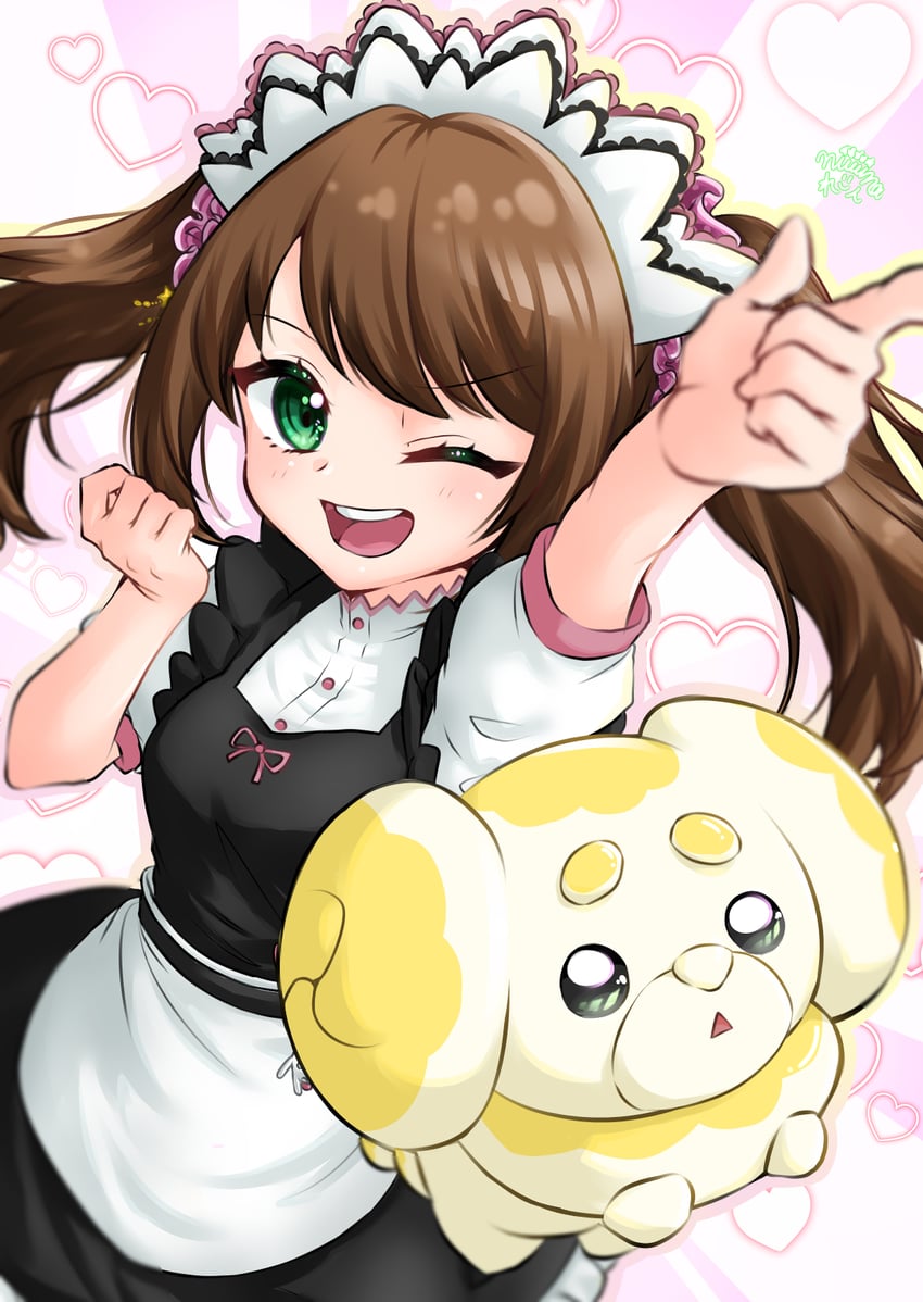 mizushima saki and fidough (pokemon and 2 more) drawn by user_rmwm3843