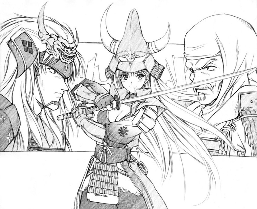 hosokawa gracia, takeda shingen, and uesugi kenshin (sengoku musou) drawn by you_yude
