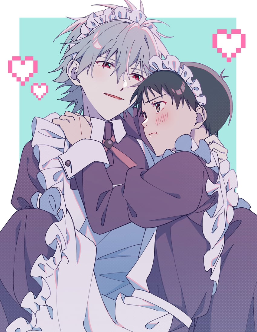 ikari shinji and nagisa kaworu (neon genesis evangelion) drawn by emu_(ain54971)