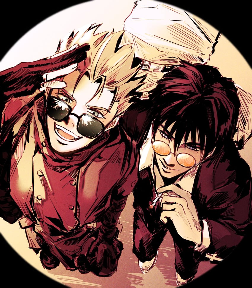 vash the stampede and nicholas d. wolfwood (trigun) drawn by bap2boyak