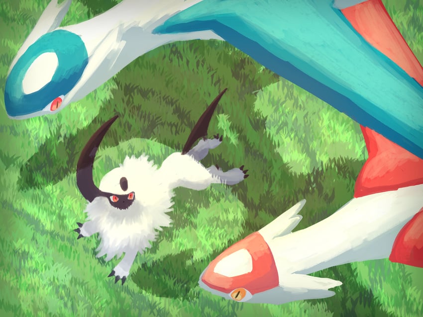 latias, absol, and latios (pokemon) drawn by 7_phi_3