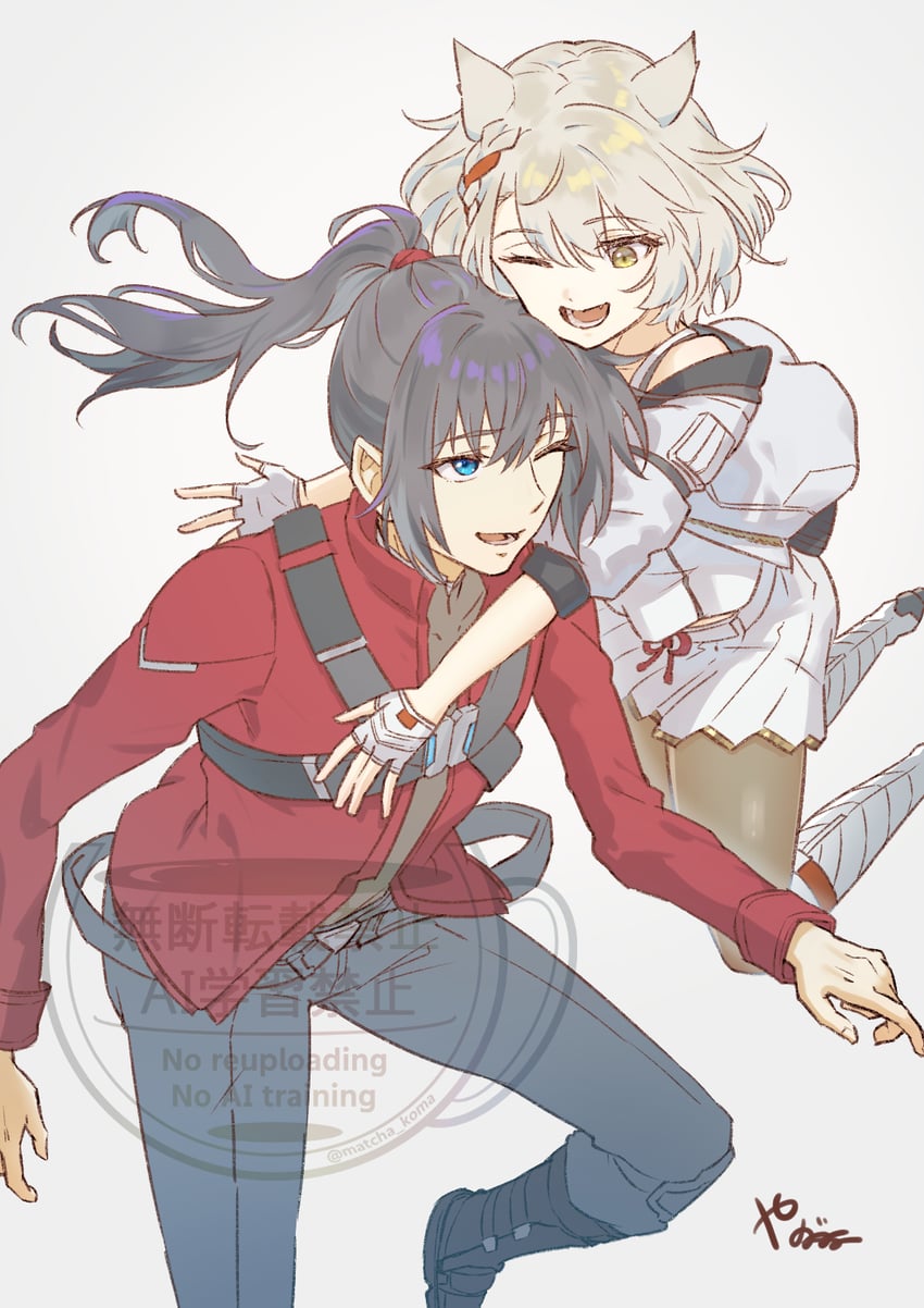 mio and noah (xenoblade chronicles and 1 more) drawn by yanagimachi