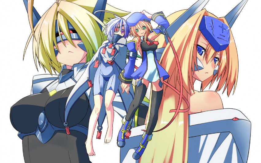 noel vermillion, nu-13, lambda-11, and mu-12 (blazblue) drawn by akutsu