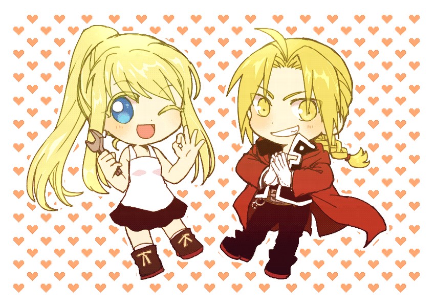 edward elric and winry rockbell (fullmetal alchemist) drawn by tsukuda0310