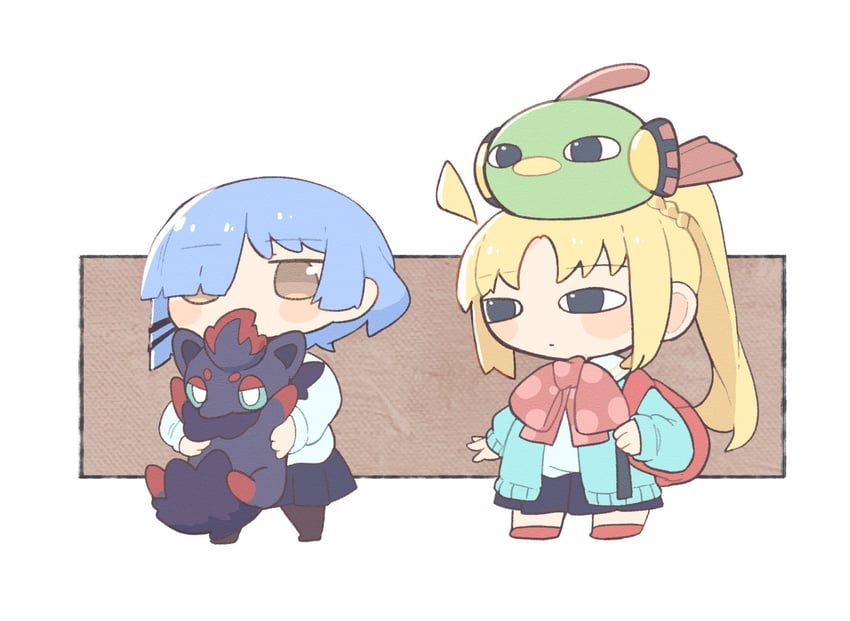 ijichi nijika, yamada ryo, zorua, and natu (pokemon and 1 more) drawn by ry_(pitamin5)