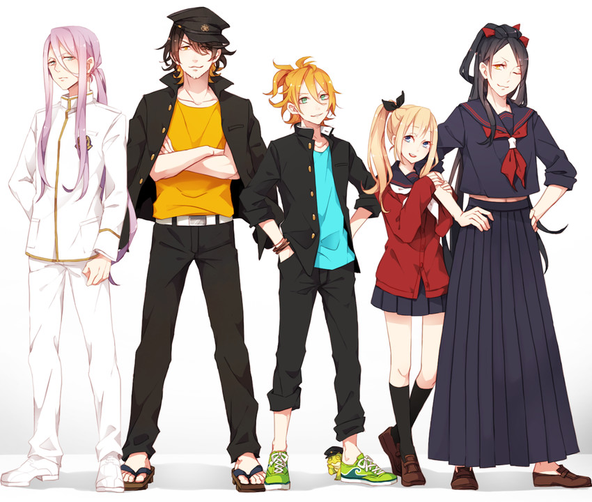 midare toushirou, urashima kotetsu, nagasone kotetsu, jirou tachi, hachisuka kotetsu, and 1 more (touken ranbu) drawn by yugake_(mrnmrm)