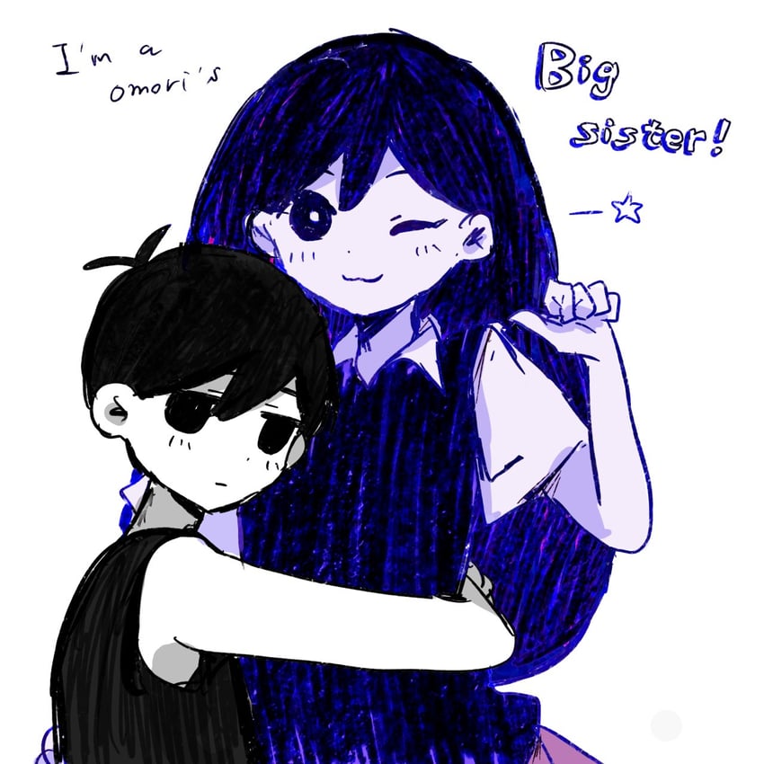 omori and mari (omori) drawn by migimiya_yoru