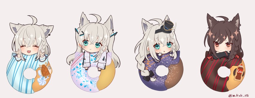 shirakami fubuki, kurokami fubuki, and oruyanke (hololive) drawn by jinra_(mkzk_116)