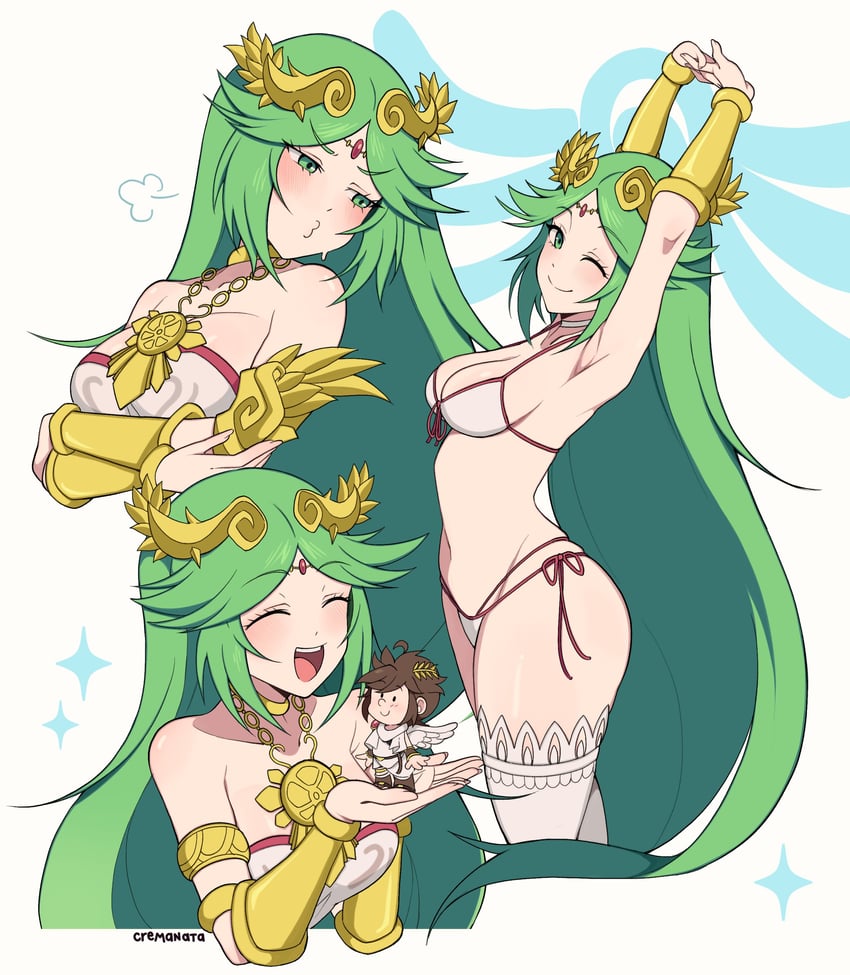 palutena and pit (kid icarus and 1 more) drawn by cremanata