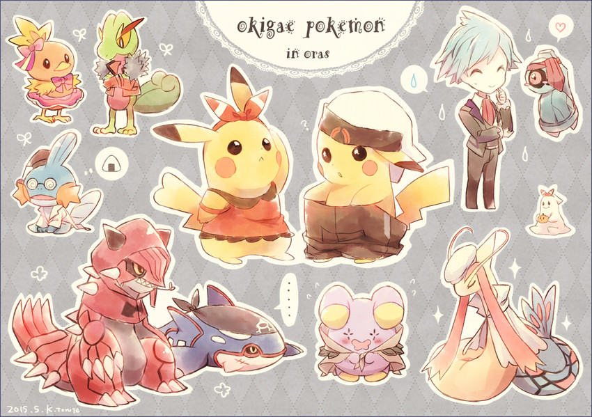 pikachu, may, brendan, torchic, mudkip, and 13 more (pokemon and 1 more) drawn by kabocha_torute
