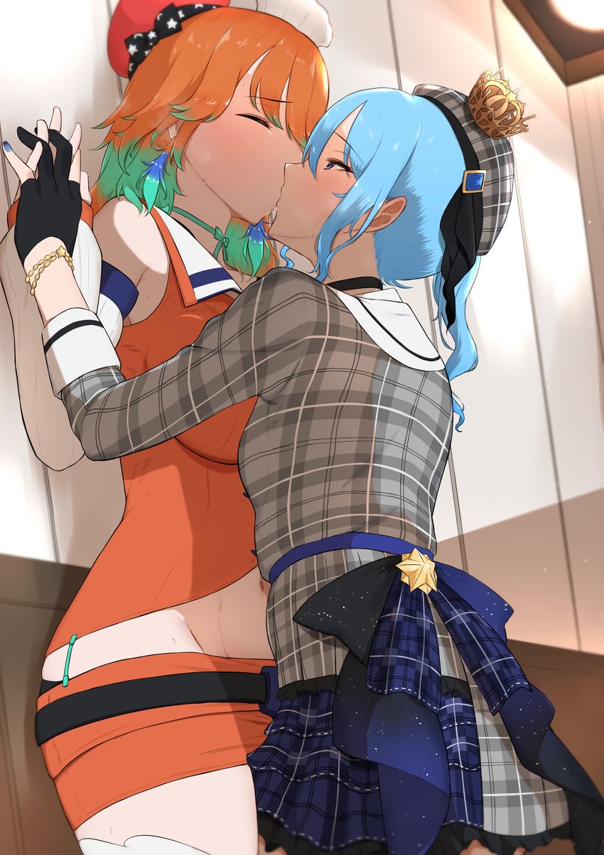 hoshimachi suisei and takanashi kiara (hololive and 1 more) drawn by doruka