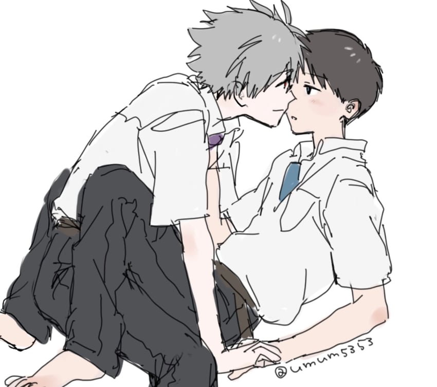 ikari shinji and nagisa kaworu (neon genesis evangelion and 1 more) drawn by umum5353