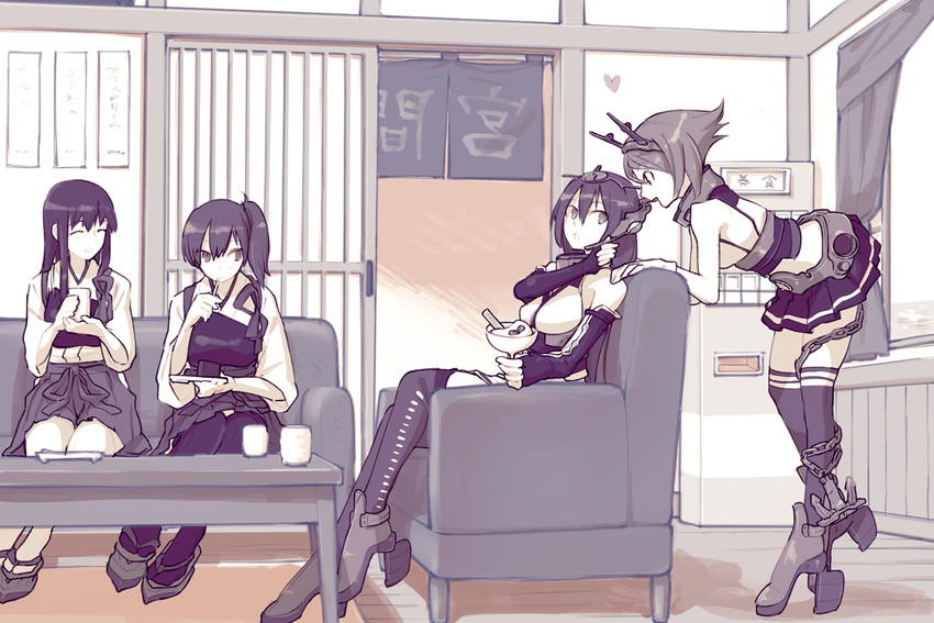 kaga, akagi, nagato, and mutsu (kantai collection) drawn by nakatani_nio