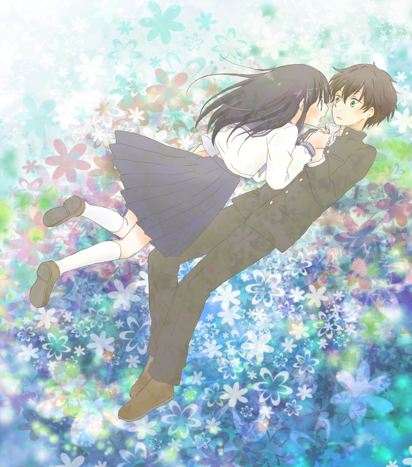 chitanda eru and oreki houtarou (hyouka) drawn by rui_(tsukihana)