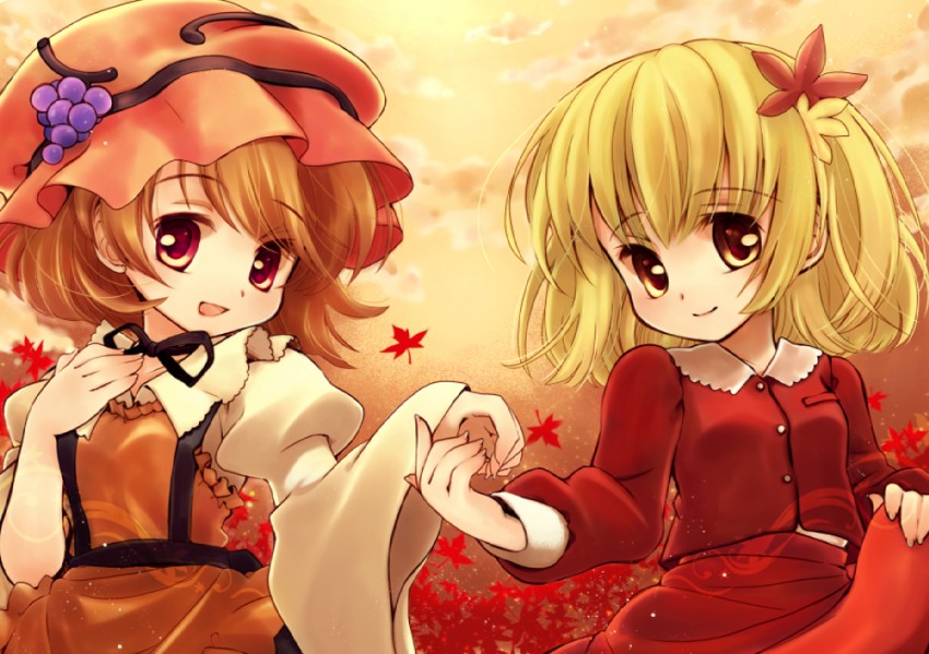 aki minoriko and aki shizuha (touhou) drawn by biyon