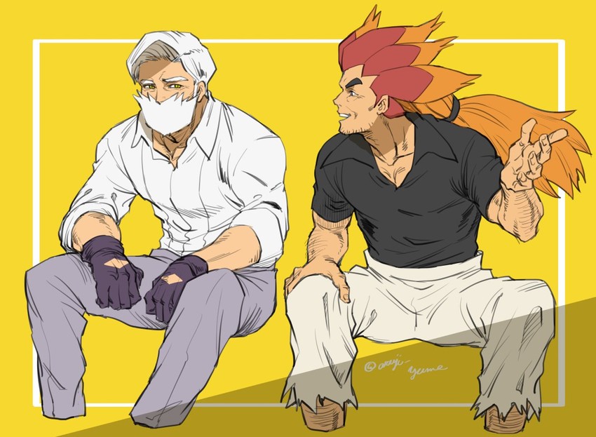 alder and drayden (pokemon and 1 more) drawn by sanwari_(aruji_yume)