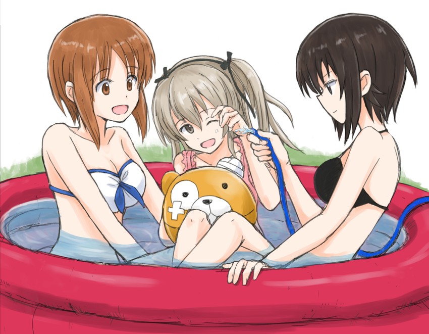 nishizumi miho, nishizumi maho, shimada arisu, and boko (girls und panzer) drawn by mutsu_(layergreen)