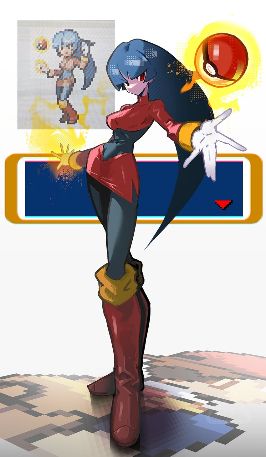 red and sabrina (pokemon and 1 more) drawn by shakeeeeeeeee