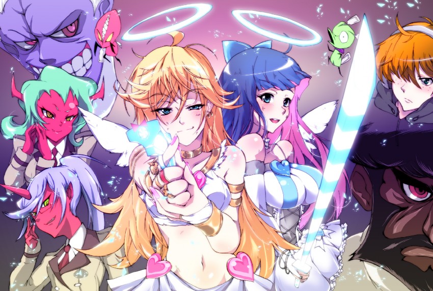 stocking, panty, kneesocks, scanty, brief, and 4 more (panty & stocking with garterbelt) drawn by azu_(azzz)