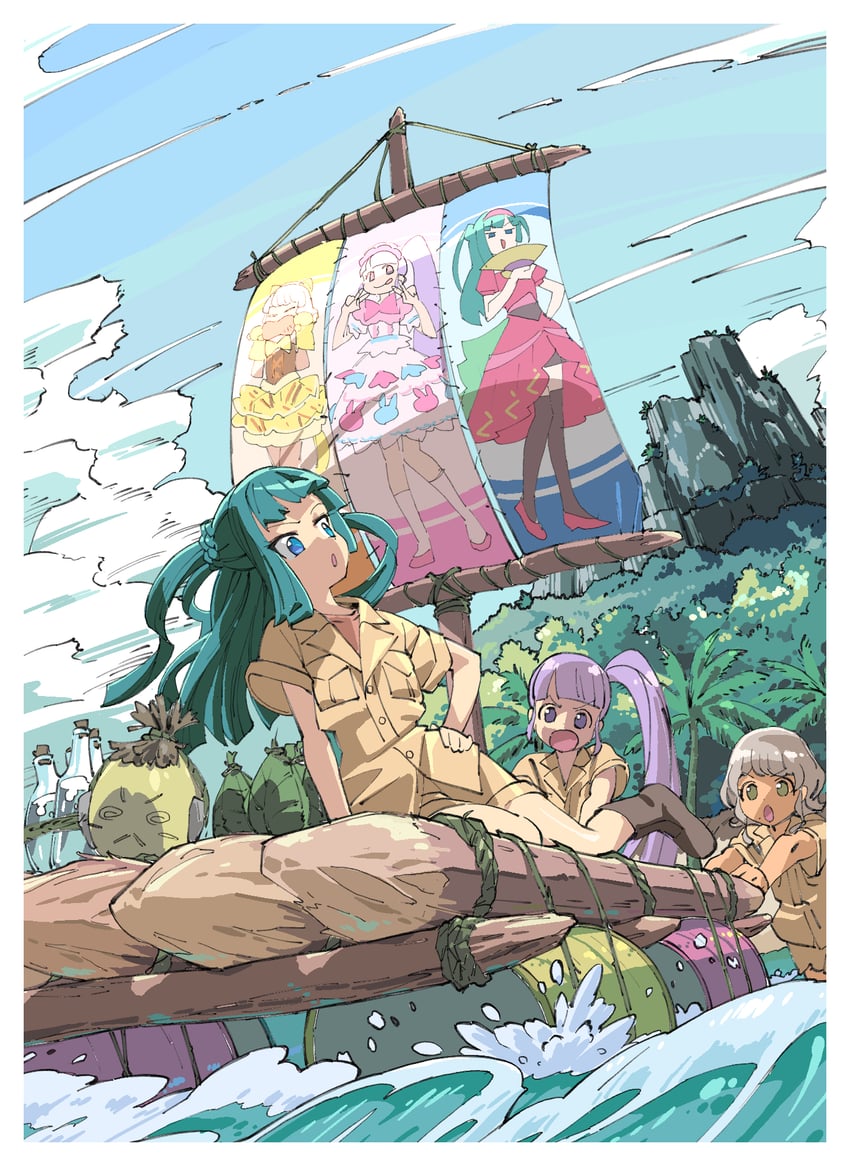 manaka non, tsukikawa chili, and taiyo pepper (pretty series and 1 more) drawn by masunikuru