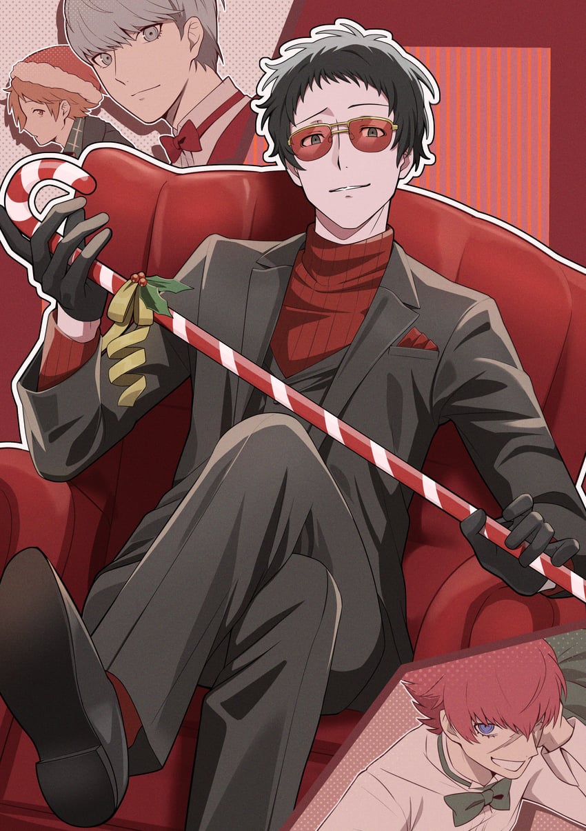 narukami yu, hanamura yousuke, adachi tooru, and minazuki sho (persona and 1 more) drawn by itsumiruka