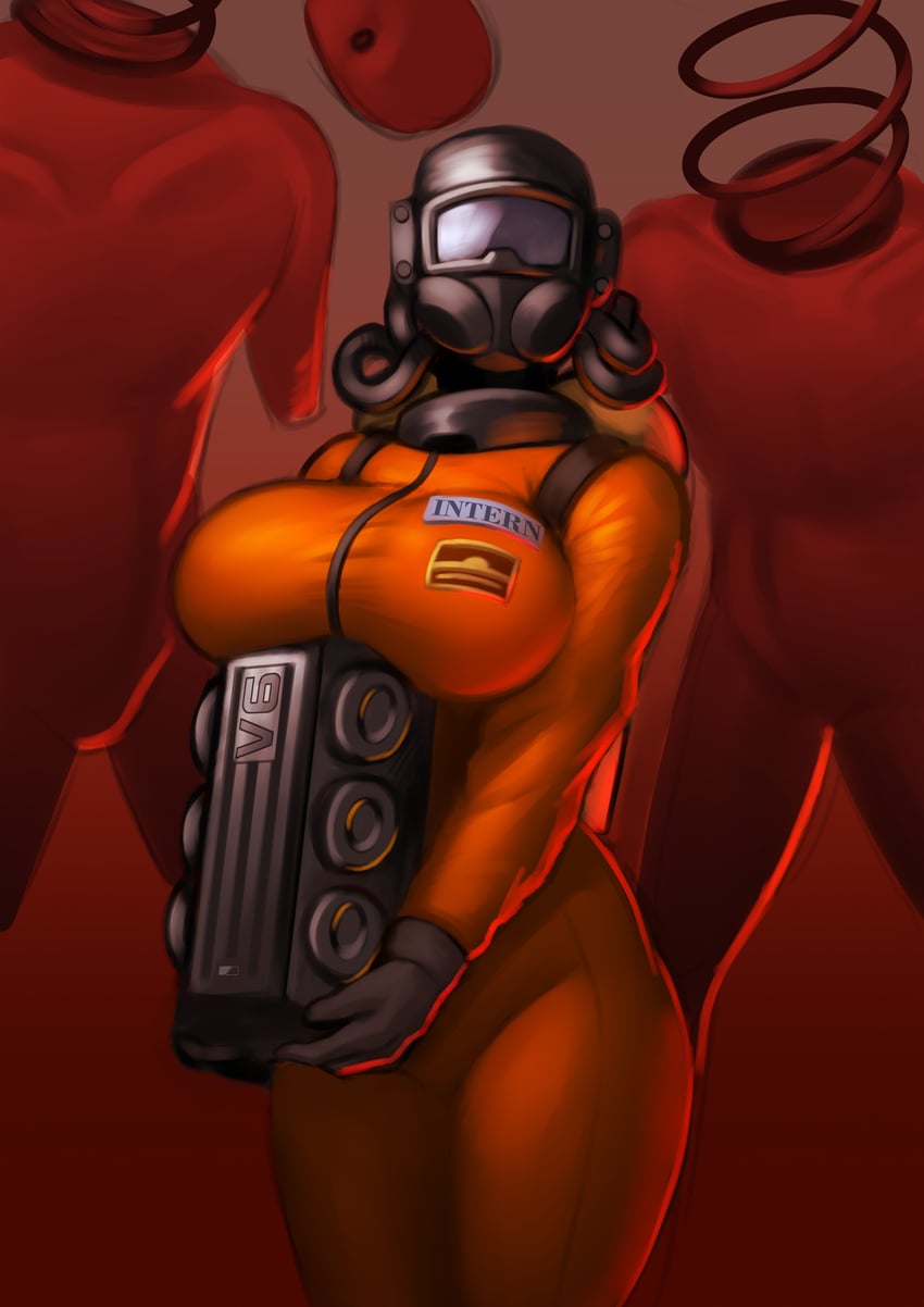 worker and coil-head (lethal company) drawn by chira_(chiaroscuro)