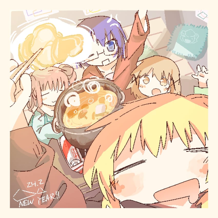 yuno, miyako, hiro, and sae (hidamari sketch) drawn by suikatabetaiii