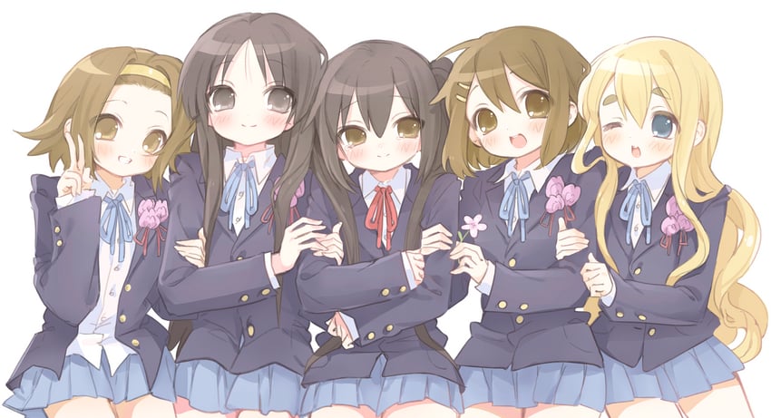 akiyama mio, nakano azusa, hirasawa yui, tainaka ritsu, and kotobuki tsumugi (k-on!) drawn by mipi_(u3u_00)