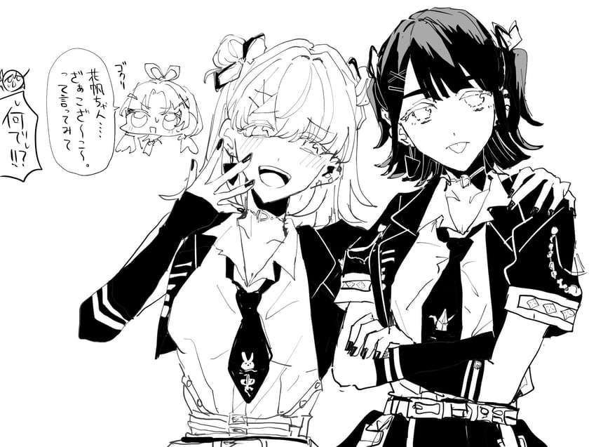 hinoshita kaho, osawa rurino, and momose ginko (love live! and 1 more) drawn by zuisetsu