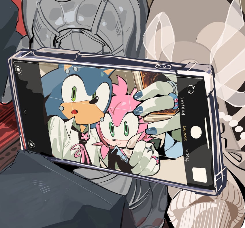 sonic the hedgehog and amy rose (sonic) drawn by kosherea