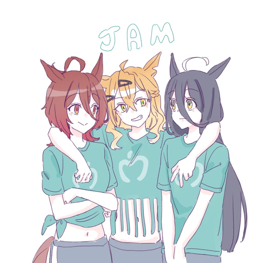 agnes tachyon, manhattan cafe, and jungle pocket (umamusume) drawn by seila_rei