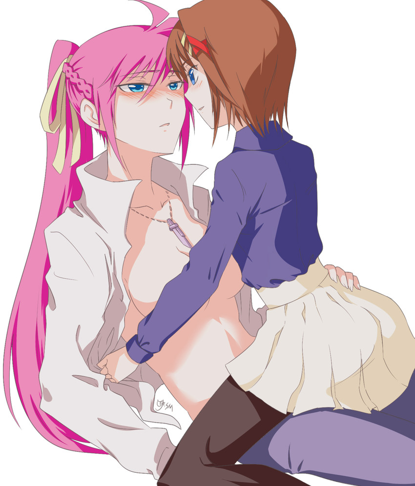 yagami hayate, signum, and laevatein (lyrical nanoha and 2 more) drawn by shumai_(sm318)