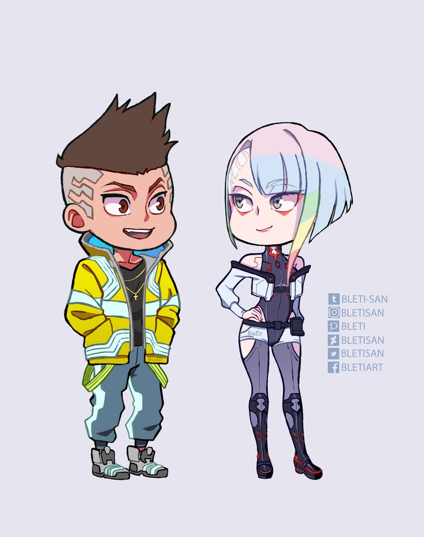 lucy and david martinez (cyberpunk and 1 more) drawn by bletisan