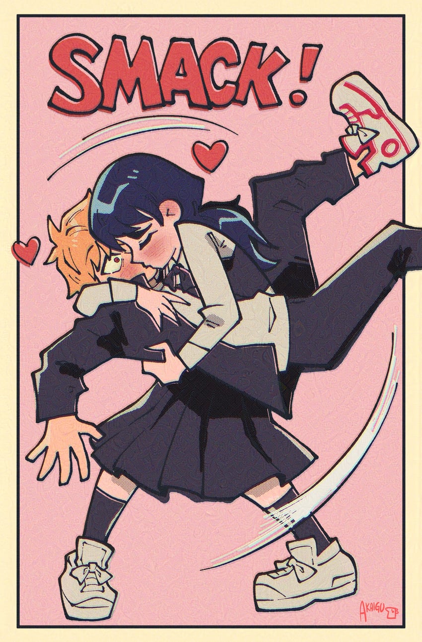 denji and mitaka asa (chainsaw man and 1 more) drawn by akaiguarts