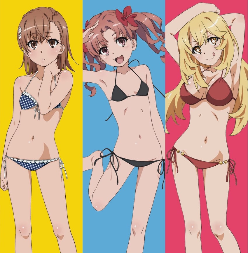 misaka mikoto, shirai kuroko, and shokuhou misaki (toaru majutsu no index and 1 more) drawn by hiyamizu_yukie
