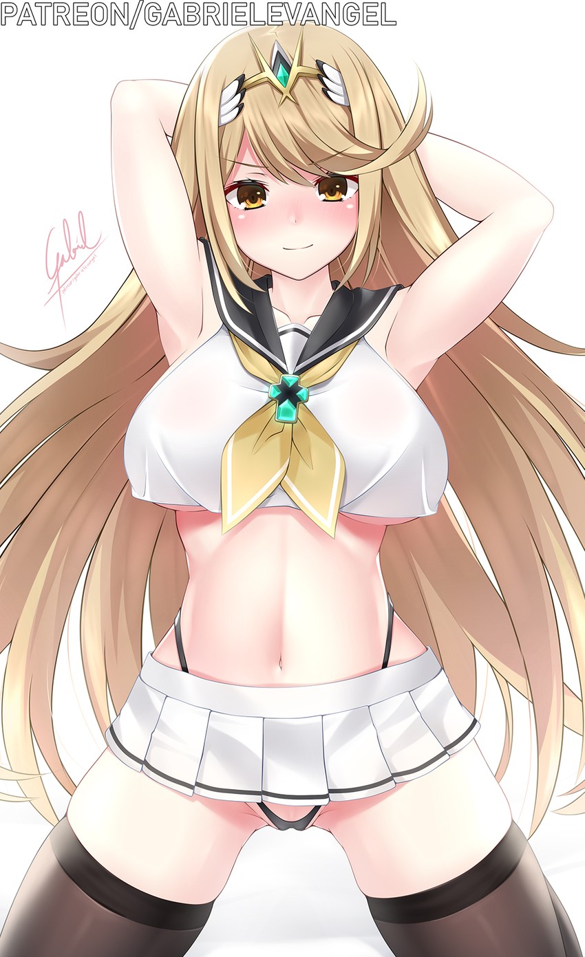 mythra (xenoblade chronicles and 1 more) drawn by gabriel_evangel