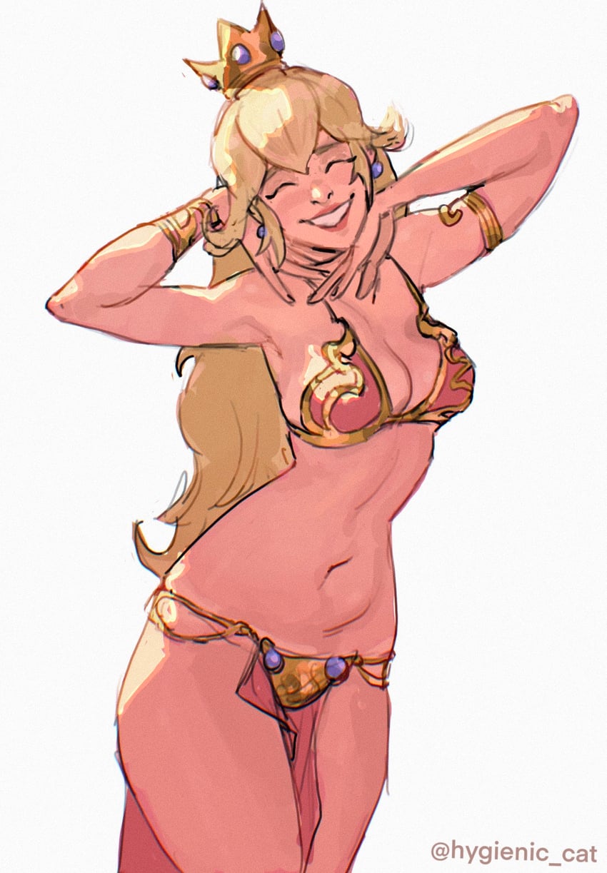 princess peach, princess leia, and huttslayer leia (mario and 2 more) drawn by hygienic_cat