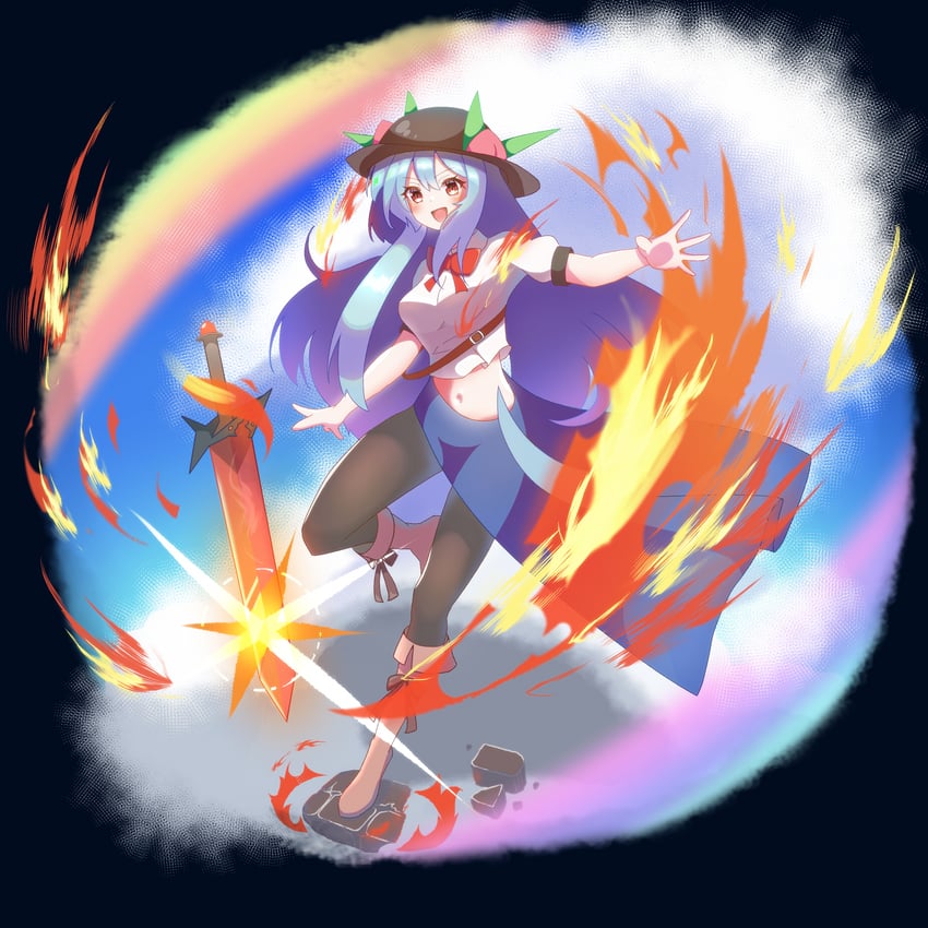 hinanawi tenshi (touhou) drawn by drebi
