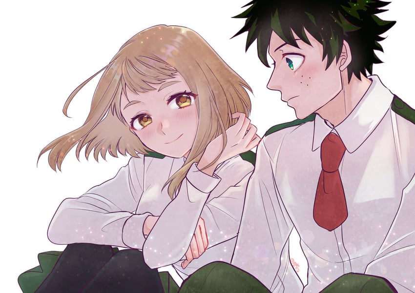 midoriya izuku and uraraka ochaco (boku no hero academia) drawn by vdpuzf3wpdupfgr