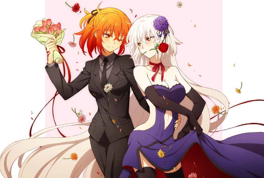 fujimaru ritsuka and jeanne d'arc alter (fate and 1 more) drawn by oiun