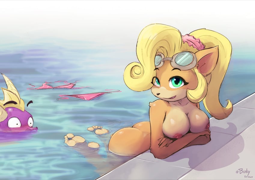 coco bandicoot and spyro the dragon (crash bandicoot and 1 more) drawn by biskydraws