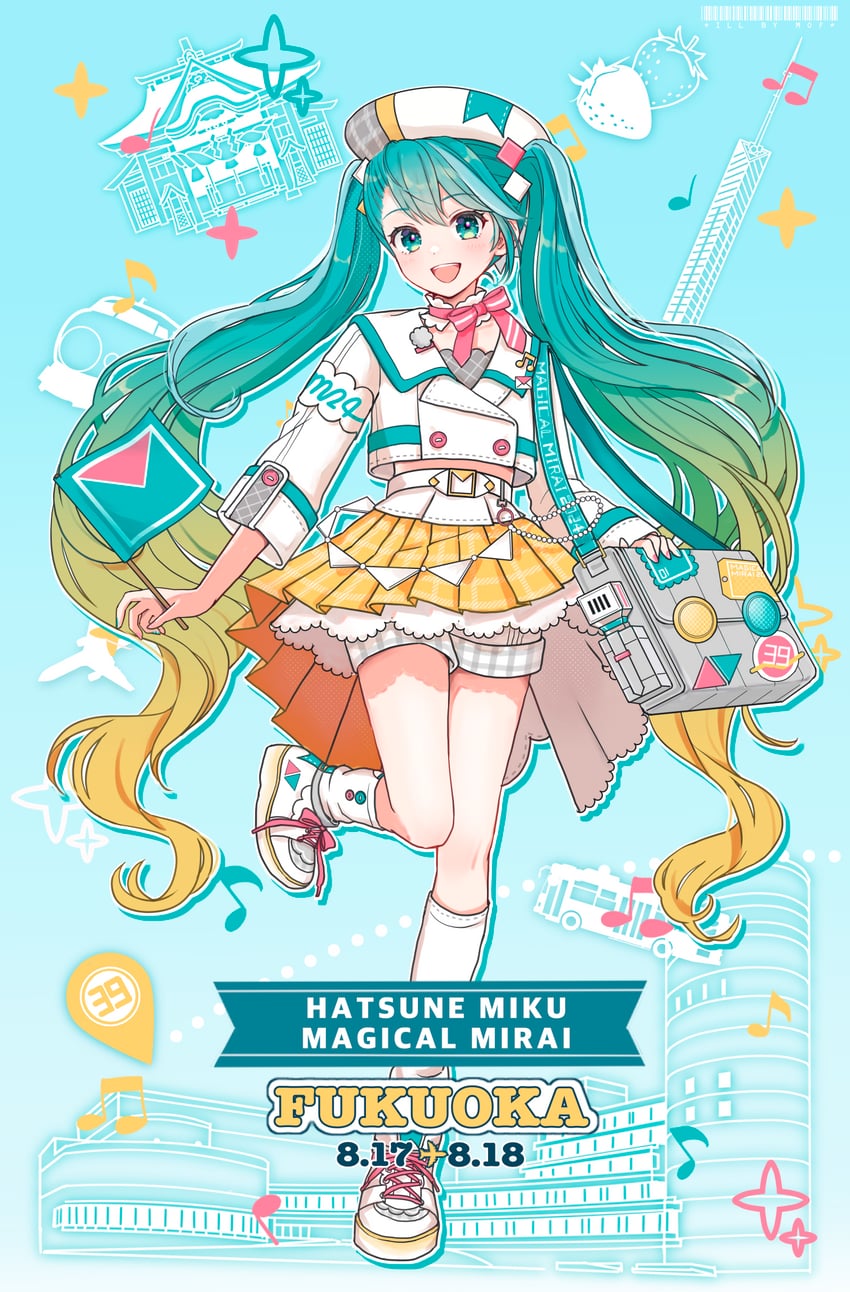 hatsune miku and magical mirai miku (vocaloid and 1 more) drawn by mofmama
