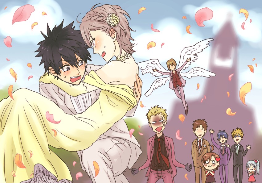 kamijou touma, accelerator, index, last order, kakine teitoku, and 4 more (toaru majutsu no index and 1 more) drawn by yky3969