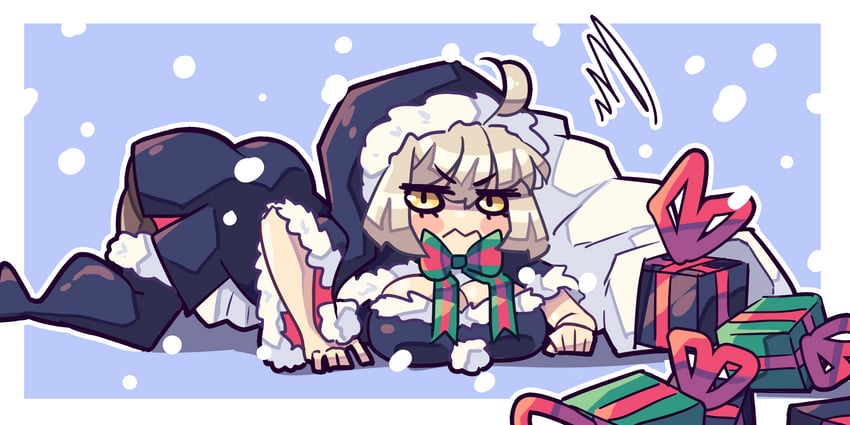 artoria pendragon, saber alter, and santa alter (fate and 1 more) drawn by daigada