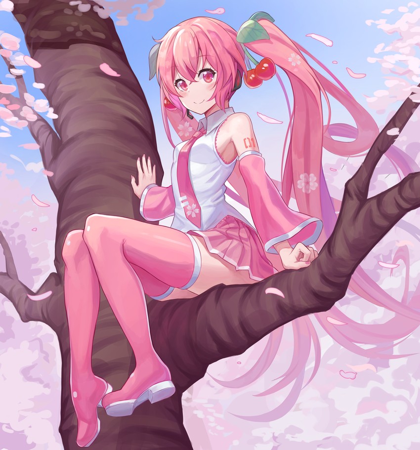 hatsune miku and sakura miku (vocaloid) drawn by bib_(bibboss39)