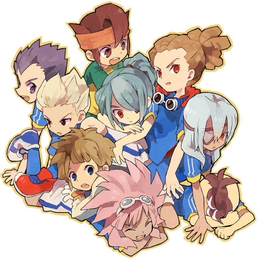 kazemaru ichirouta, endou mamoru, kidou yuuto, gouenji shuuya, fudou akio, and 4 more (inazuma eleven) drawn by soto