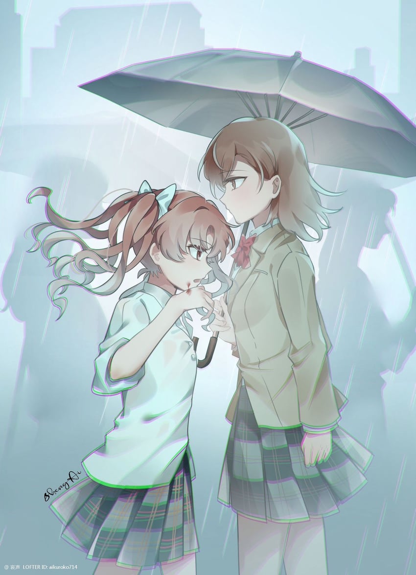 misaka mikoto and shirai kuroko (toaru majutsu no index and 1 more) drawn by aisheng_kuroko